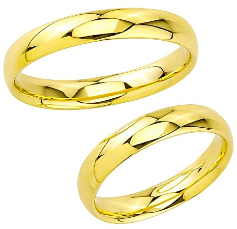 JC Trauringe | Paarpreis | Traumhafte Hohle Eheringe 3 mm breit I 333 Gold Poliert I Verlobungsringe Partnerringe Gelbgold mit Gravur in edler Schatulle I 2 Hochzeitsringe | Ringe ohne Stein I AP01