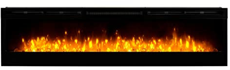 Dimplex Prism Optiflame Media Wall Fireplace, Wall Mounted, Recess, Built-In Electric Wall Fire with 1.1kW Fan Heater, Adjustable Brightness, 7 Colours, Run-Back Timer, Thermostat, 74 or 188 cm