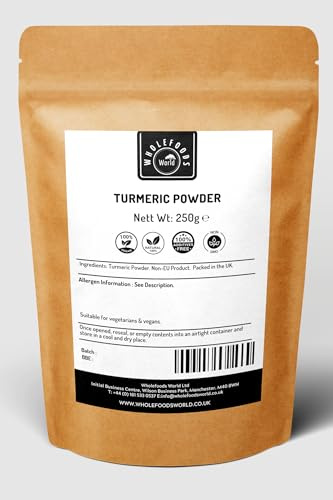 Wholefoods World Turmeric Root Powder Ground– 250g – Bold Aromatic Culinary Spice Essential for Curries, Rice Dishes, Marinades, Stews and Baking