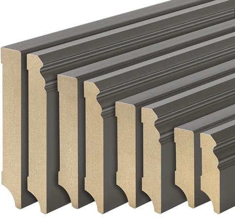 REESE | Sockelleisten Fußleisten | MDF Dunkelgrau | Hamburger/Berliner Profil (profiliert) | Größe 80mm