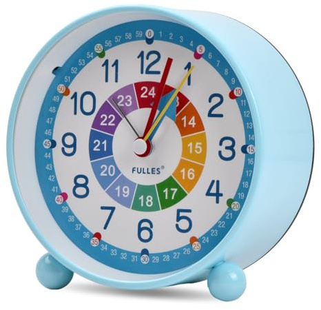 Husalsea Bedside Silent Alarm Clocks Non Ticking, Desk Clock, Travel Alarm Clock Blue, Learning Clock, Sleep Trainer for Bedroom Kids, Boys & Girls Alarm Clocks