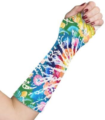 Kathyboom Rainbow Tie Dye Arm Plaster Cover Waterproof Cast Protector Arm Cast Sleeve Bag Lightweight Full Cover Keep Wounds Dry Child Arm Cast Protector for Shower Swimming