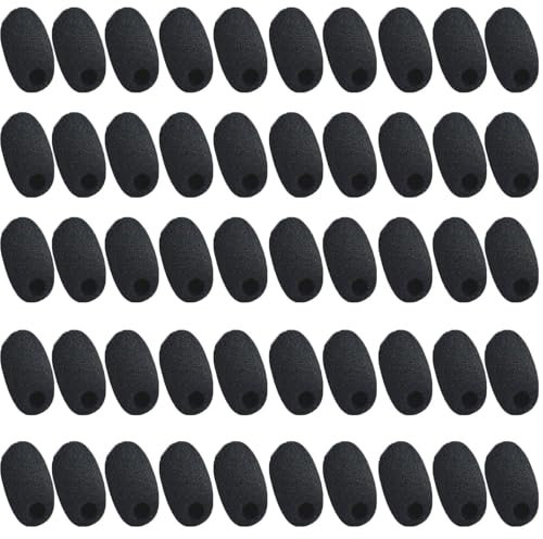 JCKD50pcs replacement microphone windscreens, microphone foam, sponge mini microphone headset windscreens, high-density foam microphone windscreens,for teaching, stage performance, conferences (black)