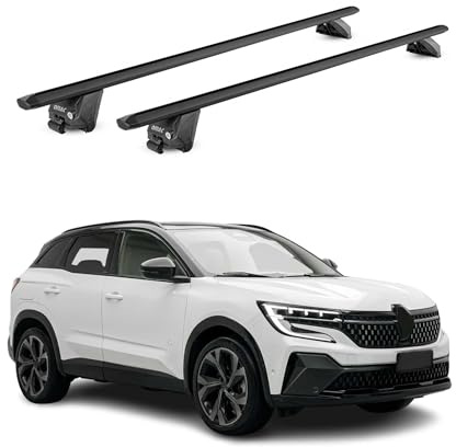 OMAC Barras de Techo Aluminio TÜV geprüft para Renault Austral 2022-2026 – para Barras Integradas – T Nut – MAX 100 kg – 2 Schlösser Negro