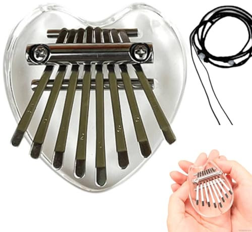 Exquisites Daumenklavier mit 8 Tasten, Symmetrie, Finger, Daumenklavier, Marimba, Musik, gutes Accessoire, Geschenk, Kalimba-Daumenklavier, Weihnachts-Klavier-Geschenke (Herz)