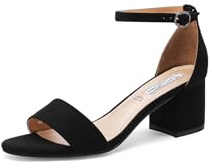 QUEEN HELENA Sandali con Tacco Basso Donna con Cinturino Casual ZM9715 (Nero, Sistema Taglie Calzature EU, Adulto, Donna, Numero, Media, 38)