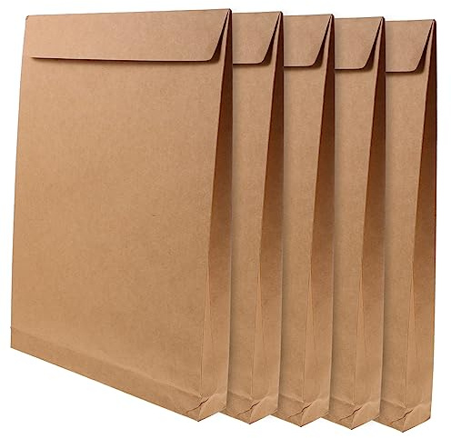 OSALADI 5pcs Paper Bags A4 Document Organizer Bulk Paper Shopping Bags Self-Seal Envelopes Office Supplies