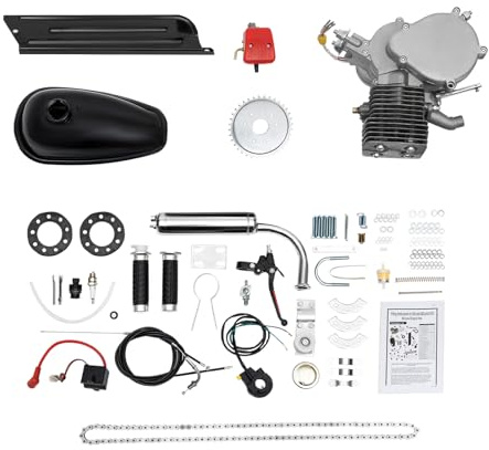 Charocean 100ccm Fahrrad Motor Kit 2 Takt Benzinmotor für Fahrrad mit CDI Zündung, Fahrradmotor Benzin Motor für 26/28 Zoll Fahrräder, 45 km/h, 2L Tank (44 Zähne)