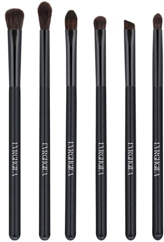 Eye Makeup Brush Set, 6 Pcs Professional Blending Eyeshadow Makeup Brushes for Concealer Eyebrows Eyeliner, Soft Hairs & Wood Handle…… (black 6pcs)