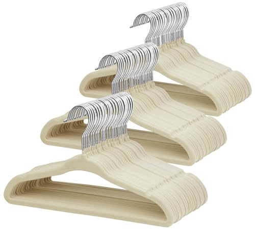 ManGotree Cintres en velours pour bébé de 27,9 cm, lot de 66 cintres antidérapants pour enfants avec crochet pivotant à 360°, cintres en feutre ultra fin pour vêtements de bébés et tout-petits (beige)