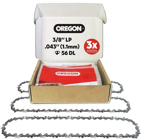 Oregon Pack de 3 Cadenas de Motosierra de Paso 3/8 LP, Calibre .043 (1,1 mm) para Espada de 16 (40 cm), 56 Eslabones Motrices – Cadena de Repuesto, Compatible con Makita, Dewalt, Husqvarna y más