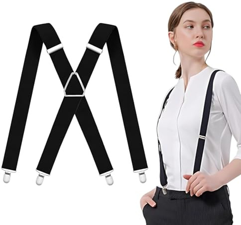 GNALIA Bretelle Donna Elastiche Regolabili 2.5Cm Con Sistema A 4 Clip Rinforzate, Ideali Per Camicie Abiti E Occasioni Formali, Design Elegante E Unisex 1 Pezzo
