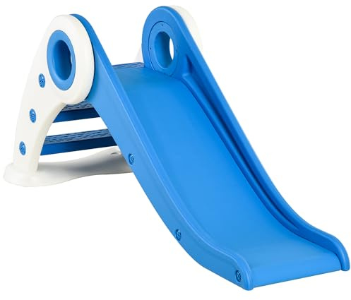 HOMCOM Toboggan Enfant Pliable pour Usage intérieur et extérieur 3 à 6 Ans 120 x 50 x 56 cm HDPE Bleu