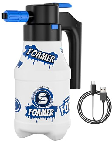 Skumkanon – 30 x 10 cm elektrisk skumspruta, högtryckstvätt | Skummande spruta | 1,5 L kraftfull elektrisk skummare multifunktion för fordonstvätt motorcykel lastbil RV båtdäck
