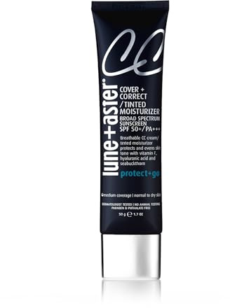 Lune+Aster CC Cream Broad Spectrum SPF 50 | Medium Coverage, Color Correcting Cream For A Dewy Glow - Medium, 1.7 Oz
