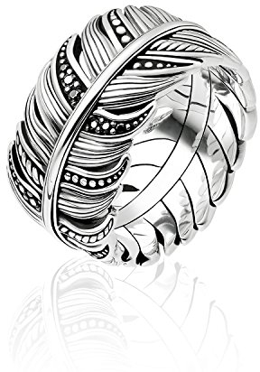 THOMAS SABO Ring Feder Pavé 925 Sterlingsilber, Geschwärzt
