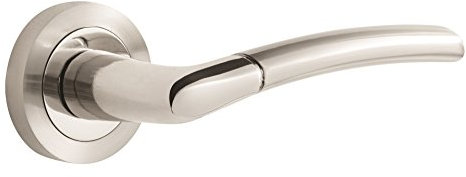 Designer Levers - Augusta Lever on Rose Door Handle - Dual Finish - Polished and Satin Nickel - 1 Pair - Fixings Included - Interior Use