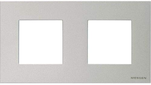 CABLEPELADO Marco compacto para 2 elemento Niessen Zenit | Marco de 2 elemento y bastidor | N2272PL | 85x156 mm | Apto para superficie y empotrar | Color Plata | 2 Elementos