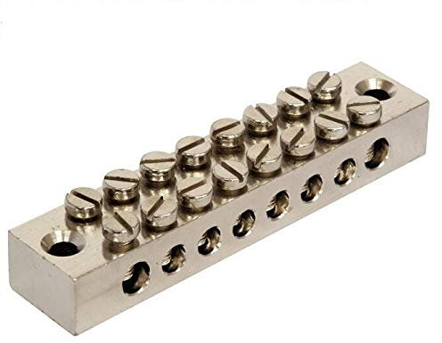 K M Electronics® 8 Way Earth Terminal Connection Block Solid Brass ELECTROPLATED Nickel Finish