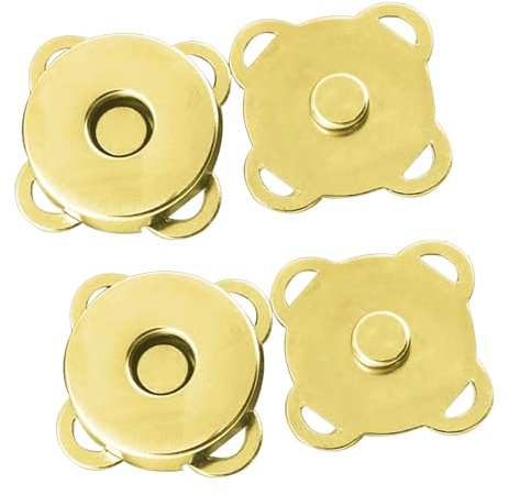 Trimming Shop Sew On Magnetic Press Stud Clasps, 14mm, 50pcs, Gold | Lightweight 2-Part Snap Fasteners for Leather Craft, Sewing, Bags, Accessories, Clothing Repair, Crafts & DIY Projects