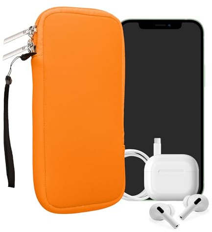 kwmobile Handytasche für Smartphones XXL - 7 - Neopren Handy Hülle Neon Orange - Handy Tasche 17,7 x 8,5 cm Innenmaße