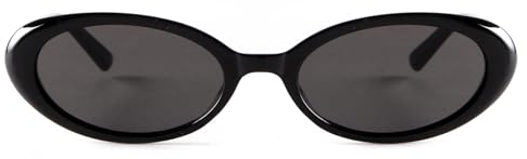 Laurinny 90er Retro Sonnenbrille für Damen Herren Kleine Schmal Retro Oval Sonnenbrille Gläser(Schwarz/Grau)