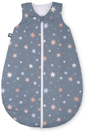 Julius Zöllner Sommerschlafsack Jersey, 0,5 TOG, waschbar bei 60°C, Made in Germany, OEKO TEX Standard 100, Shiny Stars, Gr. 50/56