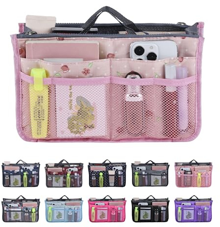 JJ PRIME - Organiseur de Sac à Main | Pochette Rangement | Organisateur pour Femme | Tote Bag Organizer (Cerise, Rose)