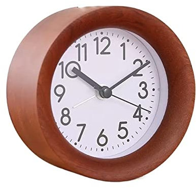 HHeaeR Despertadores Reloj Despertador analógico de Madera, Funciona con Pilas, no Hace tictac, con botón de repetición, luz Nocturna, Despertar Suave Despertadores de Mesilla (Color : B)