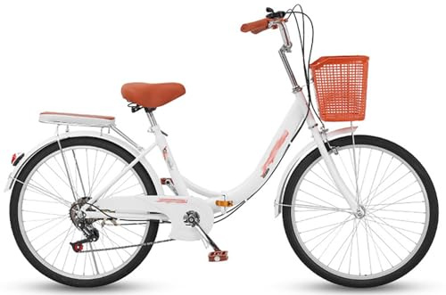 Bicicleta Plegable De 22/24 Pulgadas para Adultos, Hombres Y Mujeres, Neumático Sólido, Desplazamientos De Velocidad Variable, Bicicleta Retro para Estudiantes Universitarios A,24in