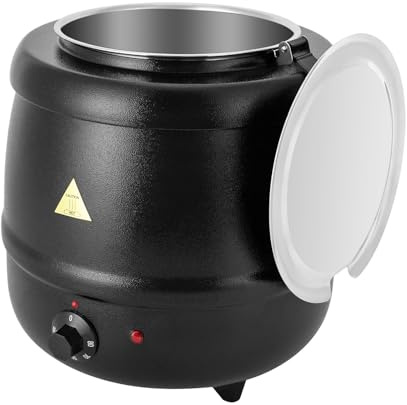 10 Liter Suppentopf Elektrisch Suppenkessel mit herausnehmbarem Edelstahl Einsatz, 35-80°C regelbar Thekentopf Gastro Suppenwärmer für Buffet Catering Gastro und Party