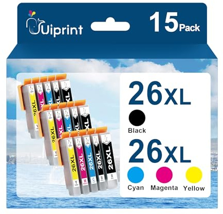 Uiprint 26XL Cartuchos de Impresora compatibles con Epson 26 XL Cartuchos de Tinta para Epson Expression Premium XP-510 XP-520 XP-600 XP-605 XP-610 XP-615 XP-620 XP-625 XP-700 XP-710 XP-800 XP-810