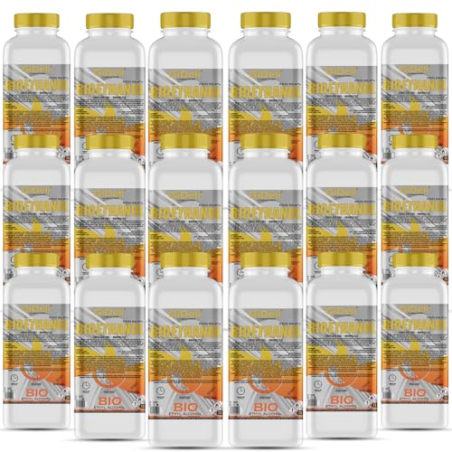 GiDeli Bioetanol 18 l inodoro 96,6% etanol para chimeneas interiores y exteriores – de maíz y remolacha azucarera