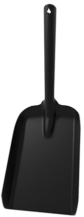 Calidola Pelle à cendres pour cheminée, pelle à charbon en acier robuste avec côtés surélevés, 33,5 cm de longueur, 11 cm de large, finition revêtement poudre noire