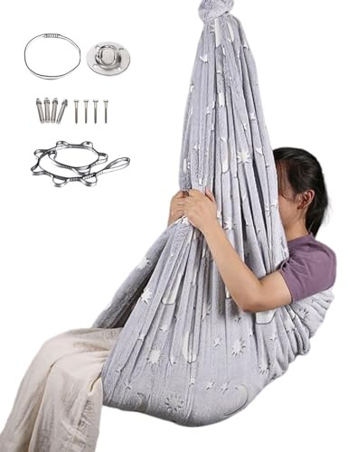 keloppasit Balançoire Sensorielle - Flanelle Rotatif - Hamac Aérien en Tissu pour Tout-Petits - pour Intérieur Extérieur Chambre Salon Chambre de Bébé Jeu Apaisant Détente