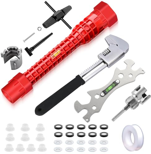 GPANDAG Multifunctional Sink Wrench Tool Sink Tap Spanner Sets for Tight Space,Adjustable Basin Plumbers Wrench Set for Sink, Bathroom and Kitchen Plumbing Repair