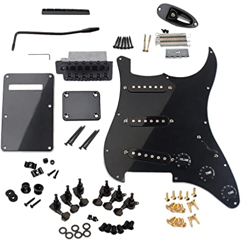 1 set SSS förkopplad pickup pickguard för elgitarrdelar svart