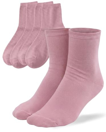 MILENA Calzini Donna 3 Paia in Cotone – Morbidi e Traspiranti Senza Cuciture – Rosa Cipria – Taglia Unica 37–41
