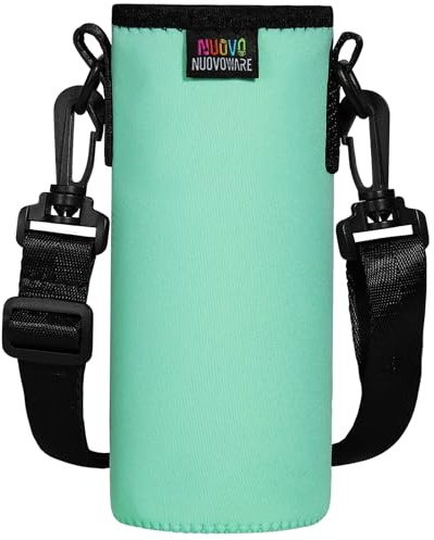 Nuovoware Flaskfodral, 750 ml Neopren Vattenflaskhållare med justerbar axelrem 76–150 cm, diameter 7,5 cm, barntillbehör för barn vatten, mjölk, ljus mintgrön