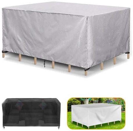 Funda impermeable de piel de buey 420 x 160 x 100 cm, tela de buey 420D resistente a la intemperie, protege la mesa y el sofá, con cuerdas y hebillas
