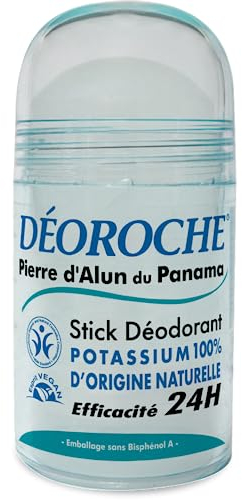 Déoroche Déodorant Stick Bleu Pierre d’Alun du Panama – Potassium d’Origine 100 % Naturelle – Efficace Pendant 24 heures – 120 g