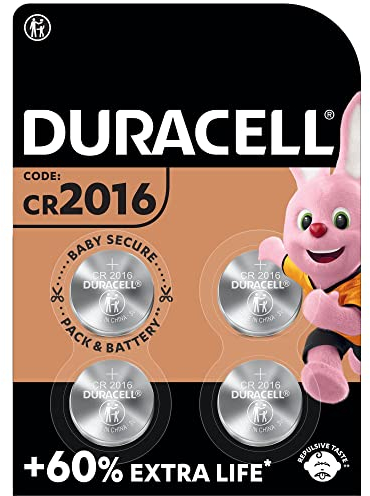 Duracell CR2016 Knopfzellen (4 Stück), CR 2016 Lithium Knopfzelle 3 V