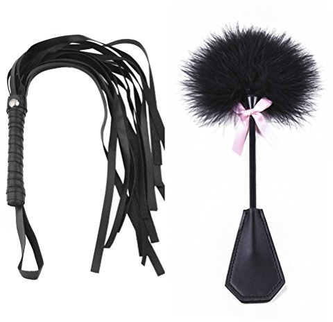 Bondage Feder-Gerte Schwarz SM BDSM mit Flogger Reiten erotische Peitsche Sex Spielzeug Zubehör für BDSM SM Erwachsene Sex-Spiele