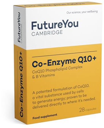 FutureYou Co-Enzyme Q10+ (28 Capsules), 9X More Absorbable Than CoQ10 Powder, Vegetarian CoQ10 Supplement for Increased Energy, Coenzyme Q10 with Vitamin B - Genuine FutureYou Cambridge Supplements
