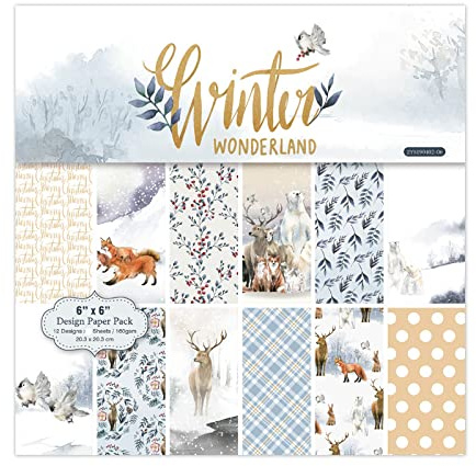 TOSSPER 12 Hojas Invierno Wonderland Scrapbooking Almohadillas Papel Origami Arte Fondo Papel Tarjeta Haciendo Scrapbook Papel Artesanía Aleatorio Estilo
