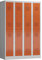 Lüllmann 8 Fächer Schließfachschrank Spind Kleiderspind 4 Abteile 1800 x 1200 x 500 mm (RAL 7035/3000 lichtgrau/feuerrot)