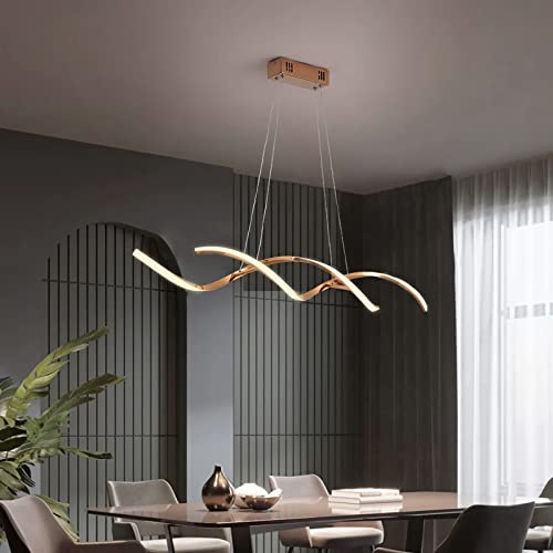 LED taklampa matbord matsal taklampa modern dimbar hänglampa höjdjusterbar kökslampa ljuskrona (L90cm, Guld)