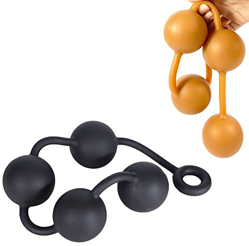 Guspiun Große Analkugel Anal Kette mit 4 Kugeln(Ø 60 mm), Silikon Analkugeln Anus Masturbator Dilatator Fetisch Analdusche Silikon Anal Sex Spielzeug für Männer und Frauen (Schwarz)