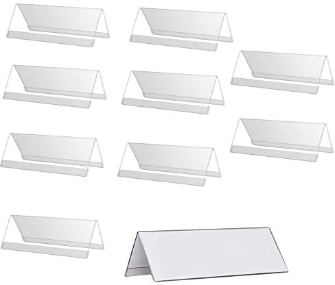 Naisfei 20×8 cm Soporte de Exhibición de Acrílico,10 Piezas forma de tejado， Porta Precios Transparente, Soporte de Sobremesa para Oficina Tienda Supermercado Promociones Restaurantes Transparent