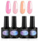 CLAVUZ Vernis Semi Permanent, Vernis Gel UV Semi Permanent 4 Couleurs Rose et Corail, Kit Vernis à Ongles Gel pour Noel Nail Art Soak Off Gel Polish French Manucure